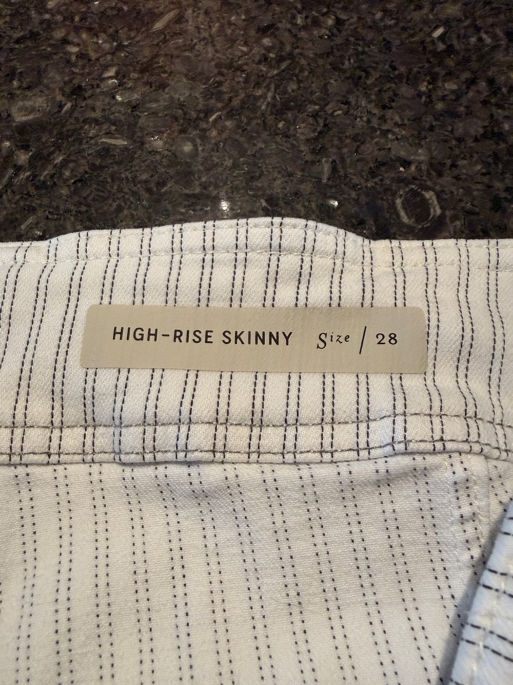 Pilcro And The Letterpress White With Black Pin Striping High Rise Skinny Jeans - Picture 8 of 10
